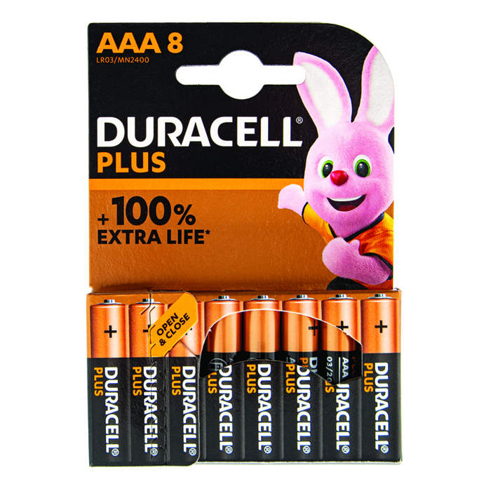 Duracell Plus Power AAA MN2400 Alkaline Batteries 8 Pack