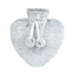 KS Brands Plush Heart Shape Hot Water Bottle 800ml Grey