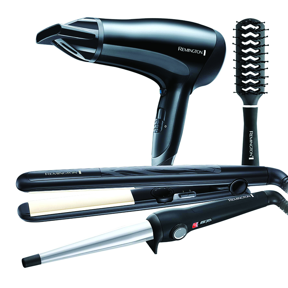 Remington Complete Hair Gift Pack Styling Brush, Power Dryer, Curling