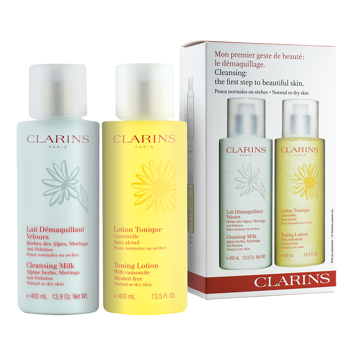 Clarins Cleansing Duo Cleansing Milk 400ml & Toner 400ml For Normal/Dry