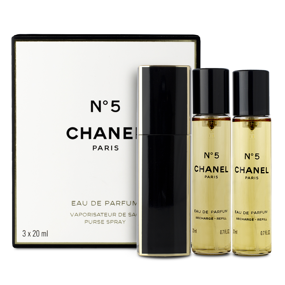 statisch ijsje marge Chanel No. 5 Eau de Parfum Twist & Spray 20ml + 2 X 20ml Refills