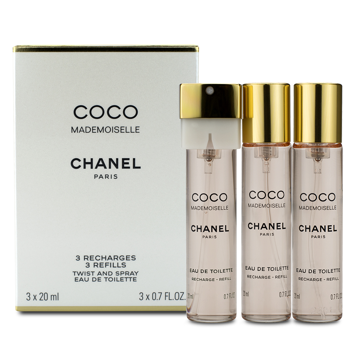 Chanel Coco Mademoiselle Eau de Toilette Twist & Spray 3 X 20ml Refills