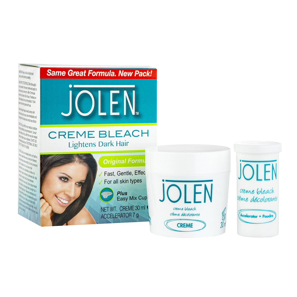 Buy for € from Beautybuys Ireland - Jolen Bleach effectively lightens  dark hair on the face, arms, body, and brow. This product compromises a  cream and powder which when mixed together lighten