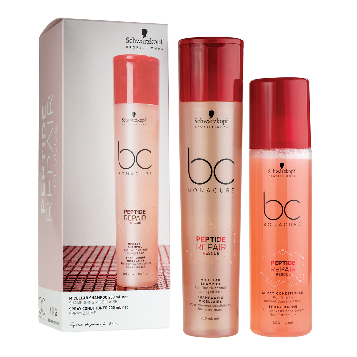 Schwarzkopf Peptide Repair Rescue 450ml Duo Set For Fine to Normal ...